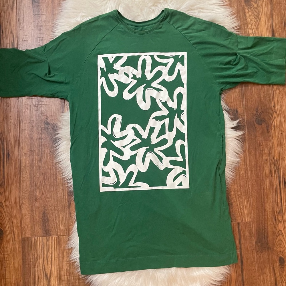Kowtow Green Flower Patterned T-shirt Sweatshirt Dress Size XSmall